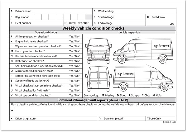 Page from a driver's record book - Illustrator and InDesign