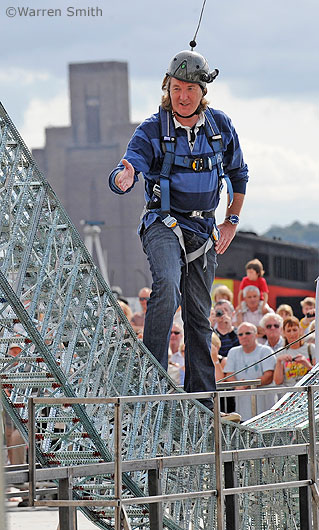 James May during his Meccano bridge crossing - photo by Warren Smith